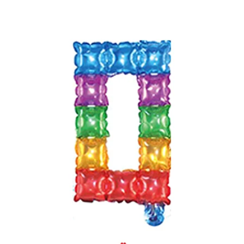 Globo Metálico Número 0 Cuadros De Colores 16-0