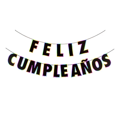 Guirnalda Feliz Cumpeaños 5m Negro Con Borde De Color-0