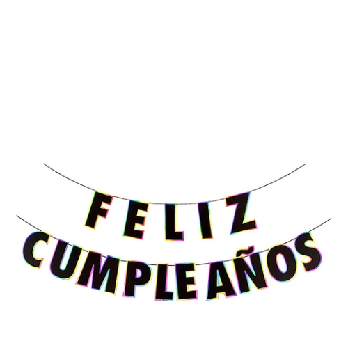 Guirnalda Feliz Cumpeaños 5m Negro Con Borde De Color-1