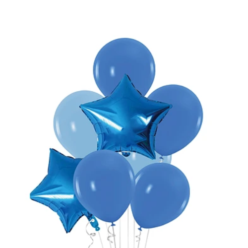 Set De Globos Metálicos Con Estrella Azul 8 Pcs-1