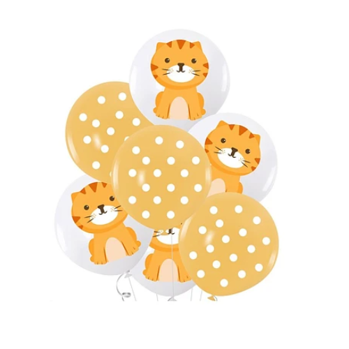 Set De Globos De Látex Estampado Gato 7pcs-0
