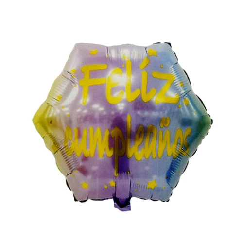 Globo Metalico Feliz Cumpleaños Amarillo Lila 45Cm-0