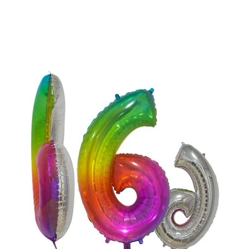 Globo Metálico Número 6 Multicolor 16 Pulgadas-1