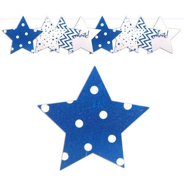 GUIRNALDA ESTRELLA GLITTER AZUL X1 UNI-0