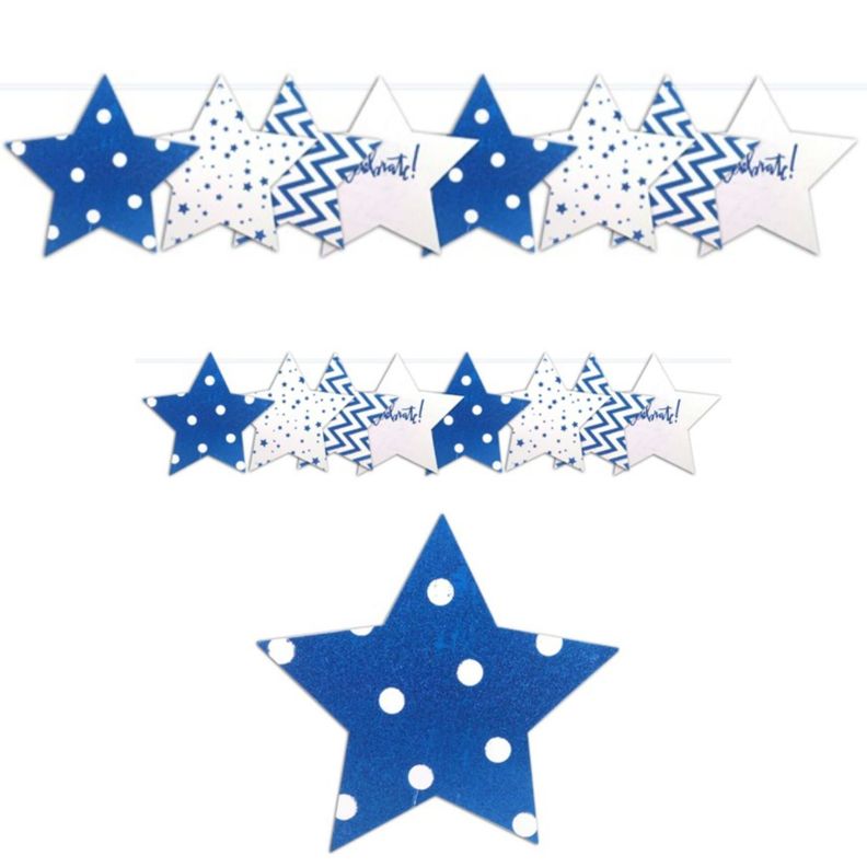 GUIRNALDA ESTRELLA GLITTER AZUL X1 UNI-1