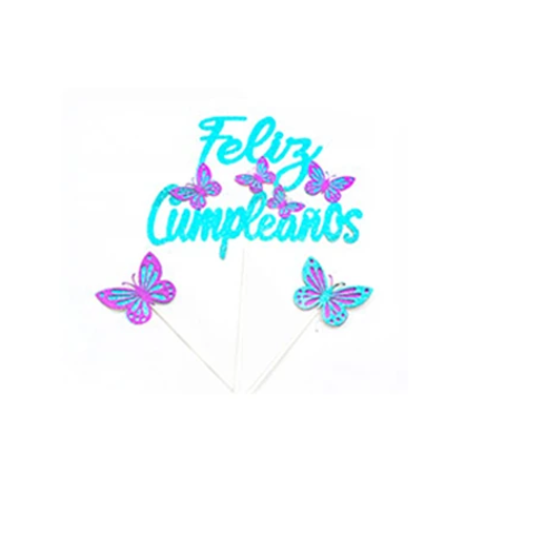 Toppers De Mariposa Con Purpurina 3pcs Color Aleatorio-0