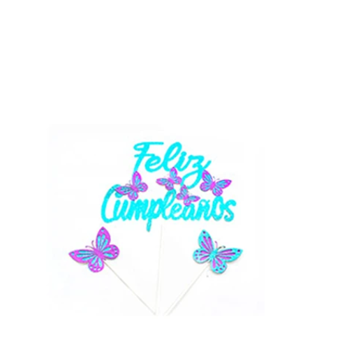 Toppers De Mariposa Con Purpurina 3pcs Color Aleatorio-1