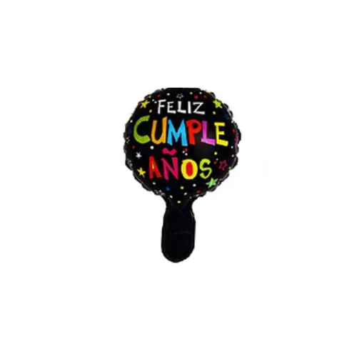 Globo Metalico Feliz Cumpleaños 4Pcs 15Cm Color Negro-0