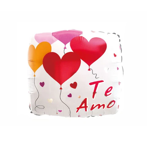 Globo Metálico Cuadrado Te Amo Con Corazones 45Cm-0