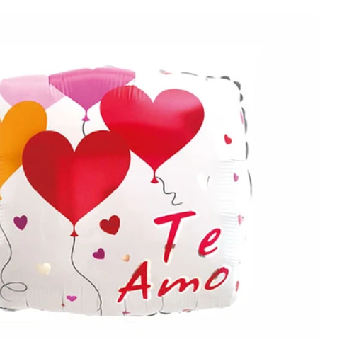 Globo Metálico Cuadrado Te Amo Con Corazones 45Cm-1