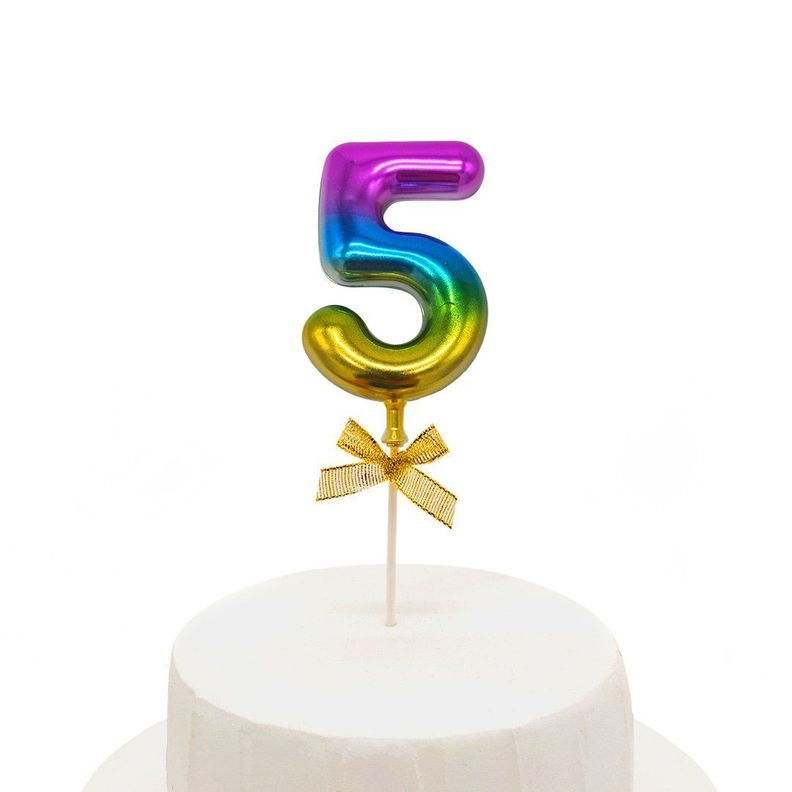 TOPPER TORTA NUMERAL MULTICOLOR #5-0