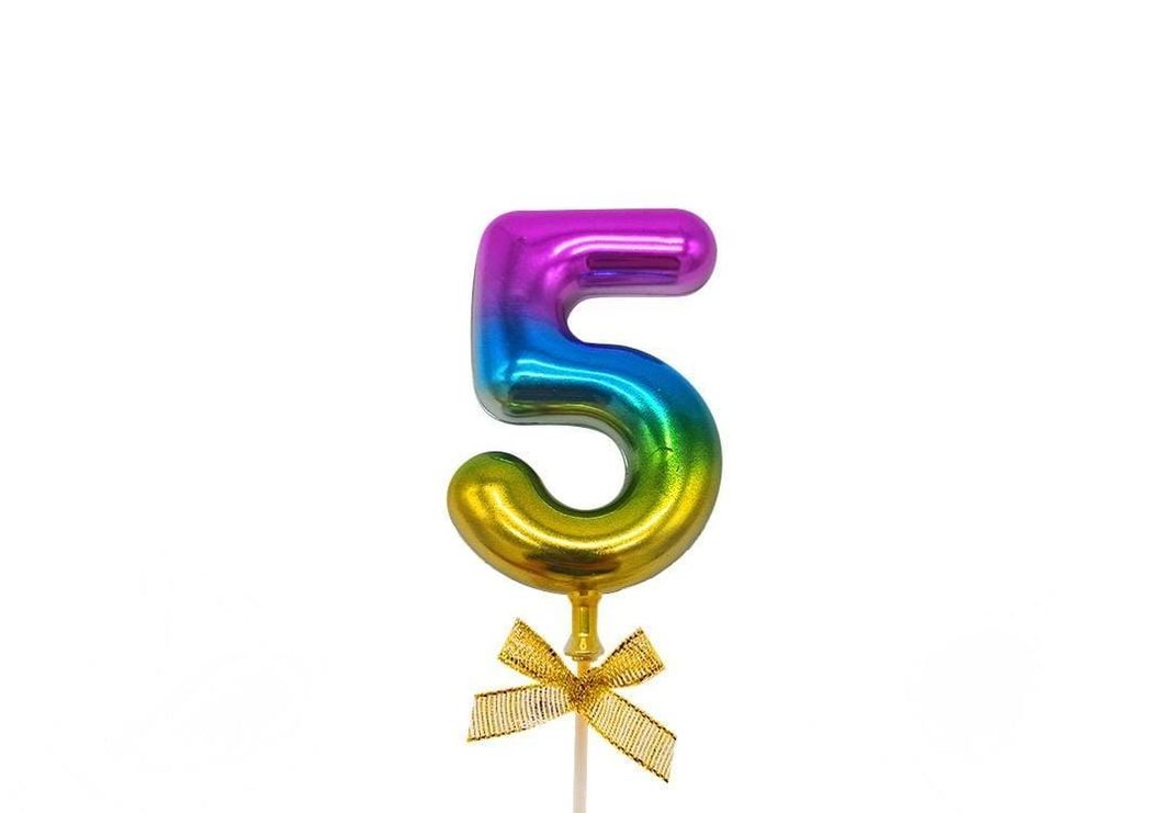 TOPPER TORTA NUMERAL MULTICOLOR #5-1