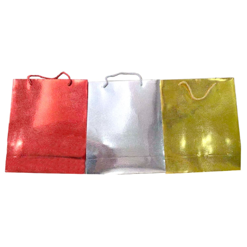Bolsa Regalo Brillante Rojo Plateado Dorado 32X26X11Cm 12Uni-1