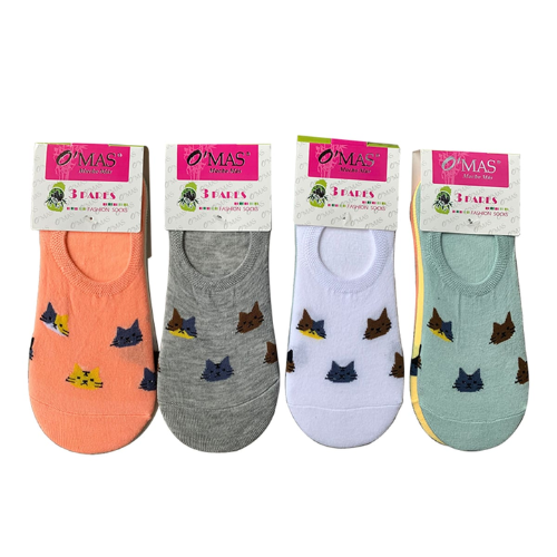 Calcetines De Mujer Invisible Estamapdo Gato 12 Unid-1