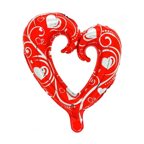 Globo Metálico Corazón Hueco Rojo 44Cm-0