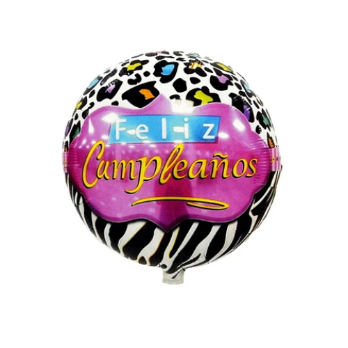 Globo Metalico Feliz Cumpleaños Animal Print 45Cm-0