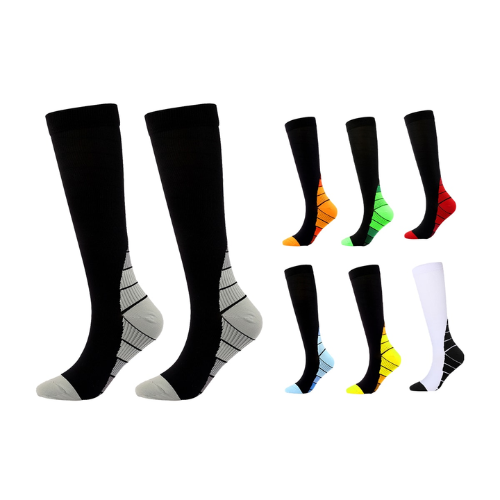 Calcetines De Compresion De Varices Negro Con Color 12 Unid-1