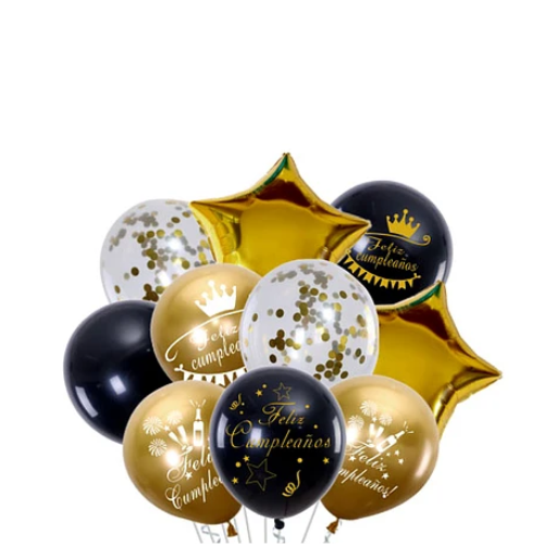 Set De Globos Feliz Cumpleaños 10 Pcs 30 Cm-1