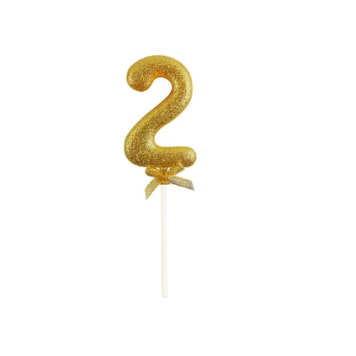 Topper Numero 2 Glitter Dorado 18cm