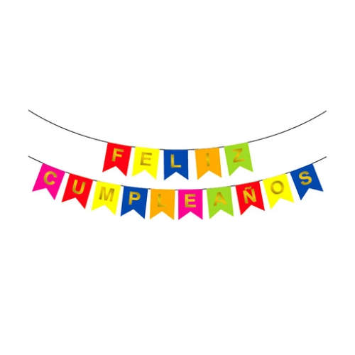 Guirnalda De Banderines Feliz Cumpleaños 5  m-1