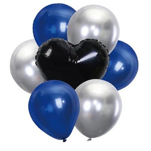 Set De Globos Azul Negro Plateado 7pcs-0
