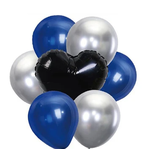 Set De Globos Azul Negro Plateado 7pcs-1