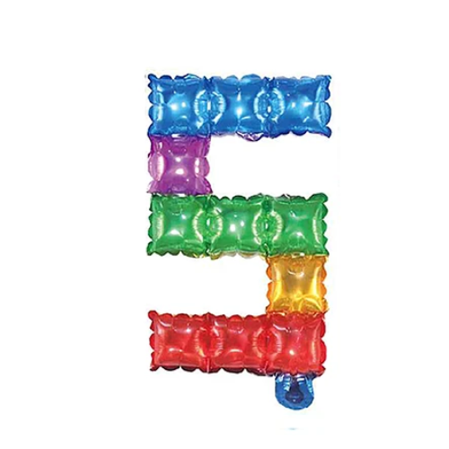 Globo Metálico Número 5 Cuadros De Colores 16-0
