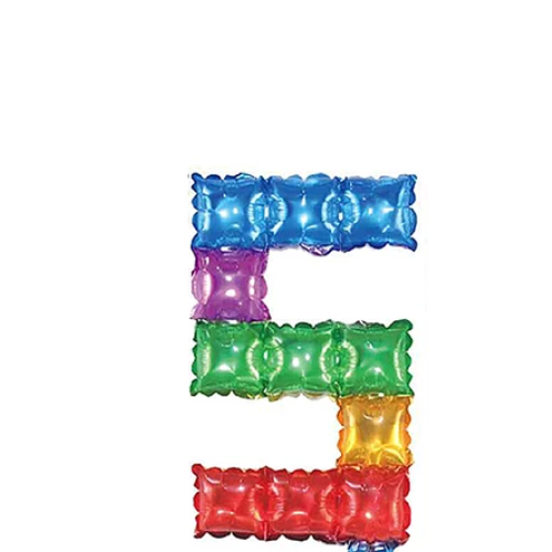 Globo Metálico Número 5 Cuadros De Colores 16-1