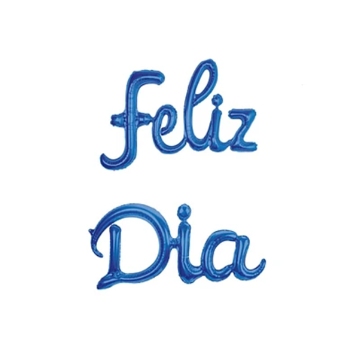 Set De Globos Metálicos Feliz Día Color Azul-0