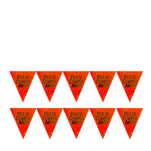 Guirnalda Feliz Cumpleaños Naranja Fluor 3.5m-1