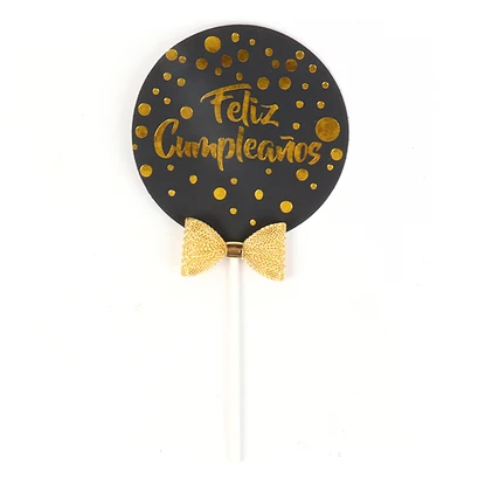 Topper Redondo En Blanco Y Negro 9x18cm-0