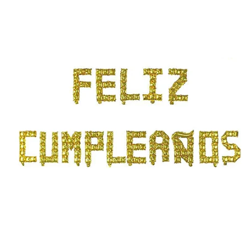 Set Globos Metálicos Feliz Cumpleaños Dorado 16 Pulgadas-0