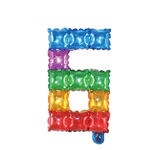 Globo Metálico Número 6 Cuadros De Colores 16-0