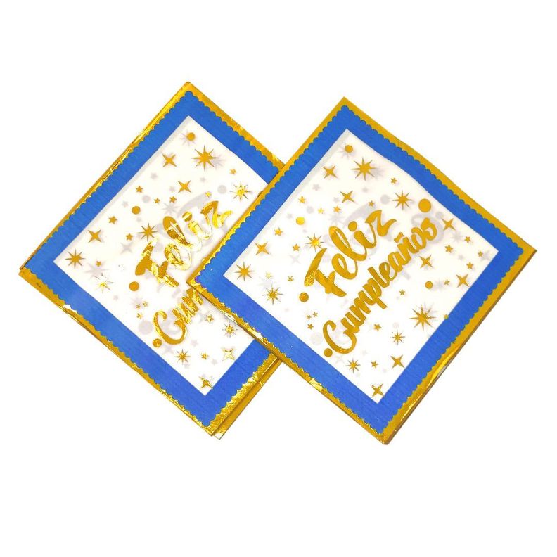 SERVILLETAS FOIL FELIZ CUMPLEAÑOS 33X33 BLANCO X12UNI-1