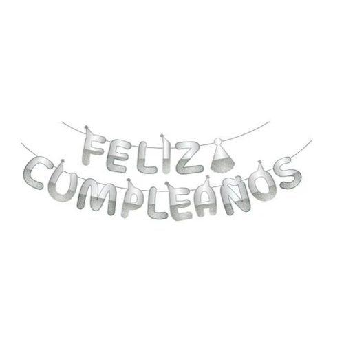 Guirnalda Feliz Cumpleaños Plateada 5m-0
