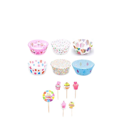 Set De Toppers Y Capacillos De Pastel 24pcs-1