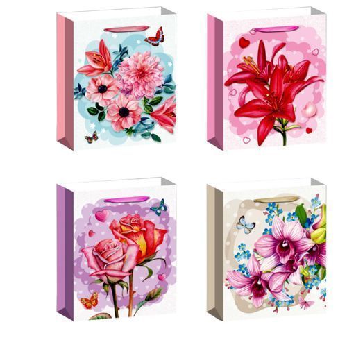 Bolsa De Regalo Flores Mariposas 26X10X32 Cm 12 Unid-1