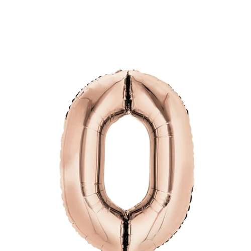 Globo Número 0 Oro Rosa 16 Pulgadas-1