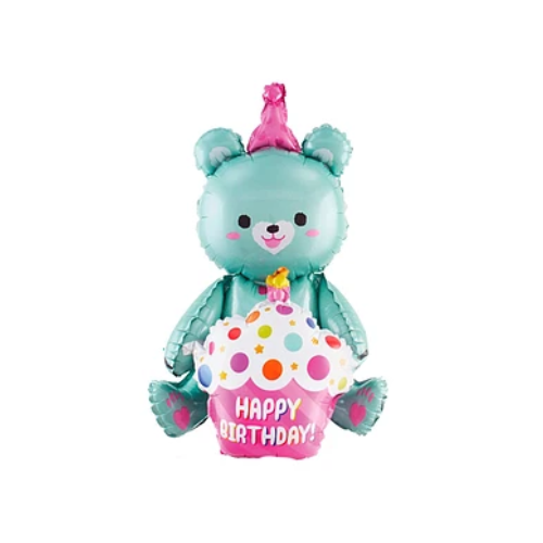 Globo Metálico Oso Feliz Cumpleaños Azul 77x97Cm-0