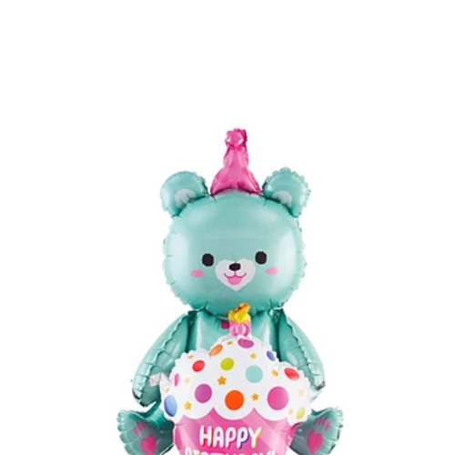 Globo Metálico Oso Feliz Cumpleaños Azul 77x97Cm-1
