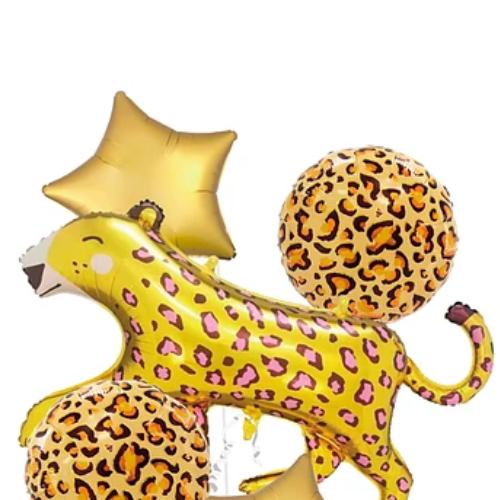 Set De Globos Metalizado Leopardo Dorado De 5 Pcs-1