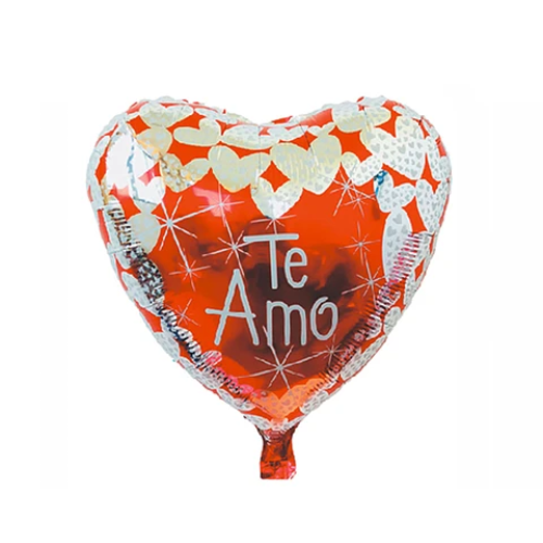 Globo Metalico Corazón Rojo Blanco Te Amo 45Cm-0