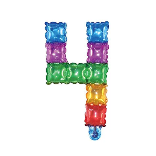 Globo Metálico Número 4 Cuadros De Colores 16-0