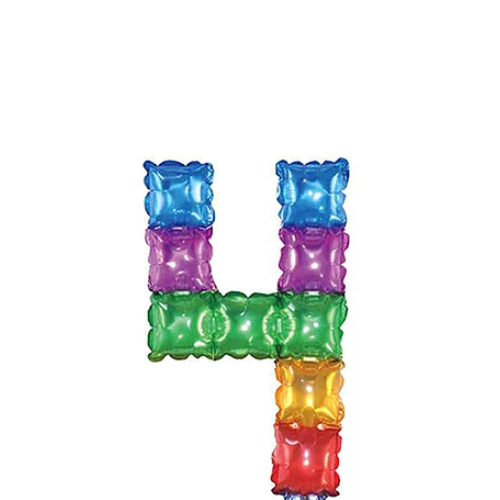 Globo Metálico Número 4 Cuadros De Colores 16-1