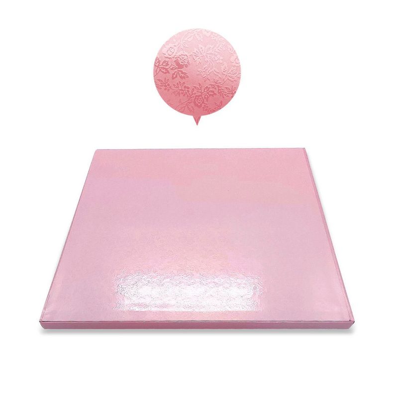 BASE TORTA CUADRADO 40 CM ROSADO X1 UNI-0