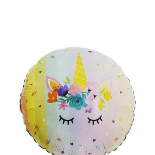 Globo Metalico Redondo Cara Unicornio 18"-1