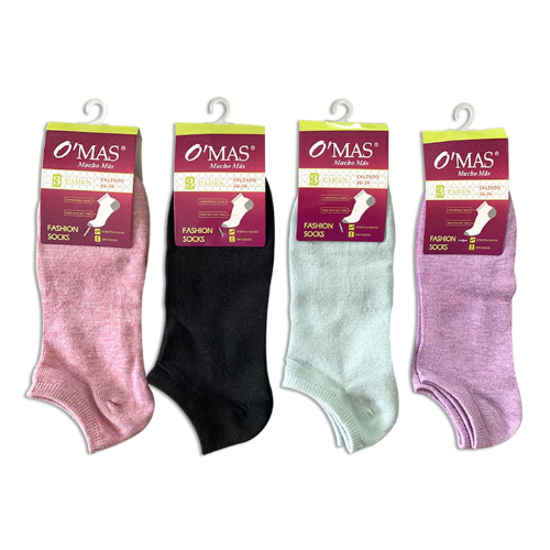 Calcetin De Mujer Liso Corte Tobillo Pack 3- 12 Unid-1