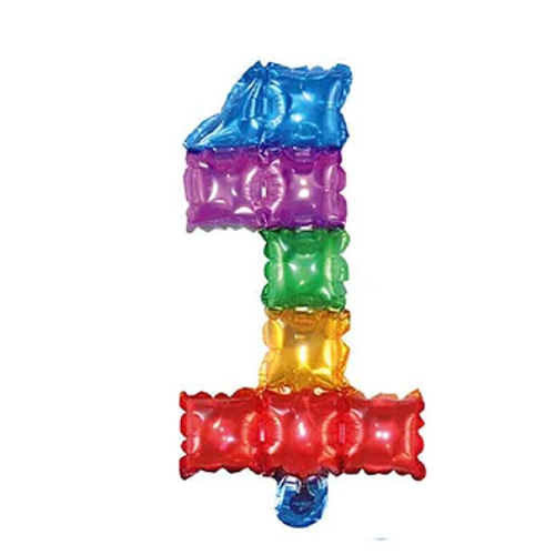 Globo Metálico Número 1 Cuadros De Colores 16-0