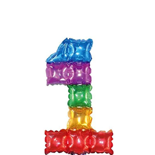Globo Metálico Número 1 Cuadros De Colores 16-1