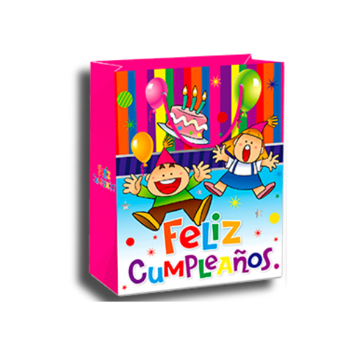 Bolsa De Regalo Feliz Cumpleaños 18X24X8.5Cm | 12 Unid-0